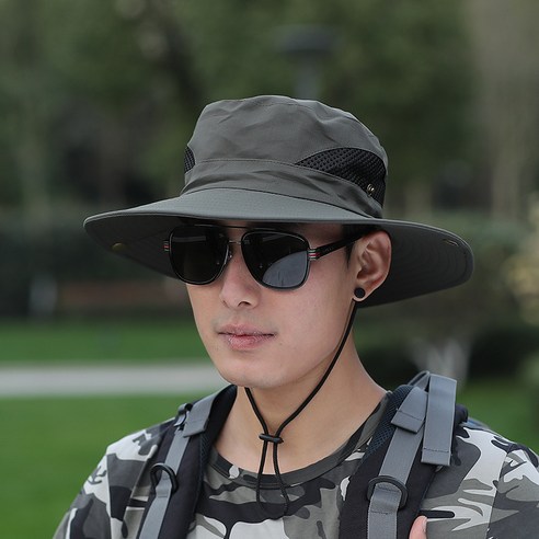 DFMEI 썸머메쉬모자 남 아웃도어 여행 썬캡 여름 래쉬가드 캐주얼 버킷햇 남성 등산, DFMEI 국방색입니다