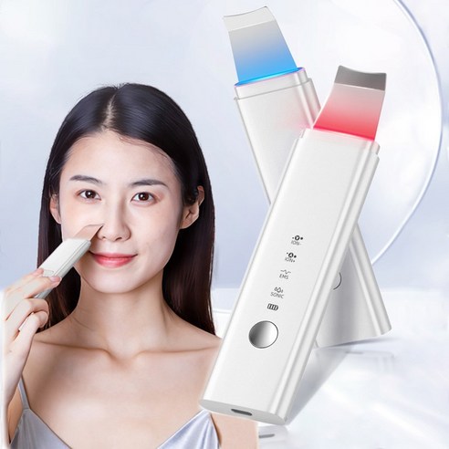 Routop 워터 필링기 초음파 레드 블루 LED케어 갈바닉이온 EMS미세 전류 딥클렌징 USB식, Routop-6276회이트, Routop-6276회이트