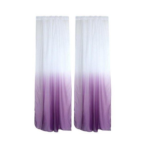 2x그라디언트 컬러 밸런스 tulle 보일 커튼 쉬어 드레이프 패널 디바이더 100x200cm, 보라색, Voile