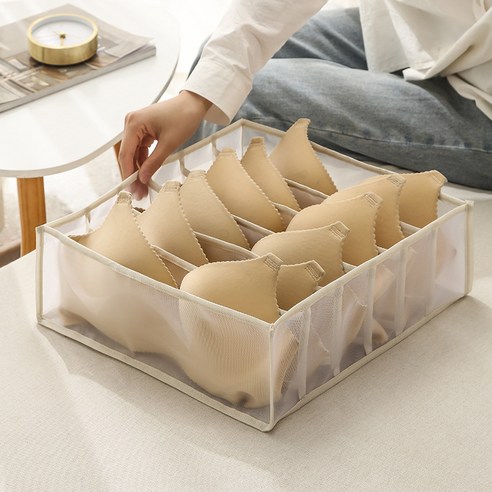 속옷 수납함 서랍식 양말 신기 넣다 브라 A 팬티 칸막이 여자 옷장 정리하다 가정용, 베이지 6칸