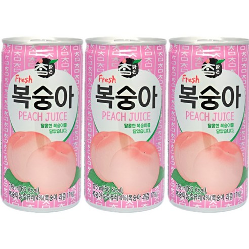 캔음료 과채음료 음료수/ 대일 참맑은 복숭아 175ml X 60캔, 120개