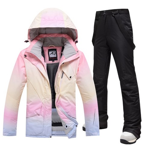 스키복 스노우보드 재킷-30 도 여성용 겨울 방풍 방수 스노우웨어 보온 재킷 및 스트랩 팬츠, 02 1set(jacket pants)02_04 XL