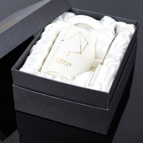 GU 세라믹 커피 머그잔 별자리 선물 상자 뚜껑 남성과 여성 커플 마시는 컵 고급 느낌 가정용 차 컵, 색깔1