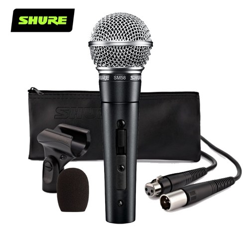 [슈어정품] 정품 슈어 SHURE SM58 SK 보컬용 유선마이크 다이나믹마이크(스위치 있음) 마이크커버+케이블, XLR(암)-XLR(수) 5M