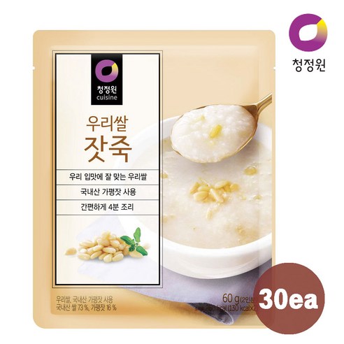 청정원 우리쌀 잣죽, 60g, 30개