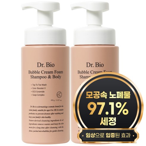 닥터바이오 버블 크림폼 샴푸 앤 바디워시, 450ml, 1개 아기샴푸