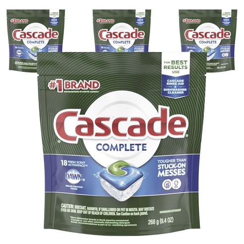 Cascade 컴플리트 액션팩 프레시 식기세척기용세제, 4개, 268g