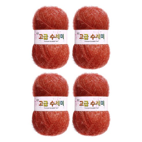 울클럽 별꽃수세미 DIY 고급수세미실 80g 4볼세트 + 동영상제공, 182코랄브릭