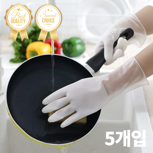 올리원 니트릴 투톤 라텍스 고무장갑 파스텔 다용도 폰터치 가능 5개입, 5개, 중(M), 화이트