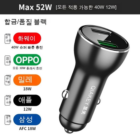 화웨이 66Woppo65w 슈퍼 플래시 충전 고속 충전 Pd 빠른 충전 자동차 충전기, Qk509합의40W포장