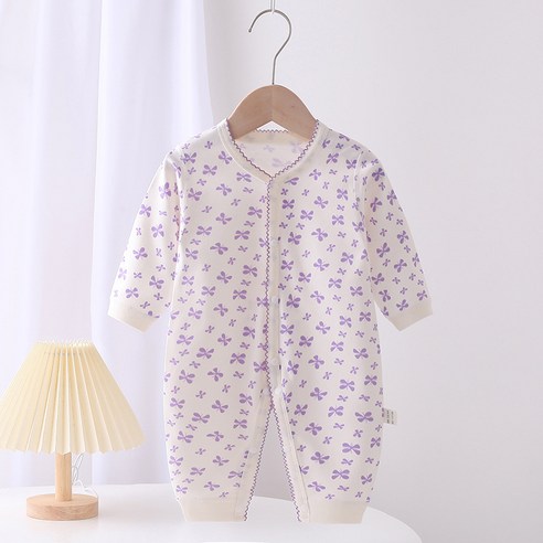 베베니즈 유아용 라인 포인트 잔패턴 긴팔 우주복