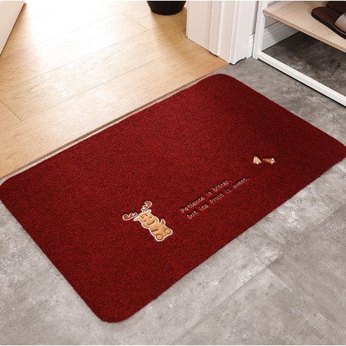 칼노 바닥 매트 도어 매트는 미끄럼 방지 흡수성 바닥 매트 주방 침실 카펫을 절단 할 수 있습니다., 엘크-빨간색