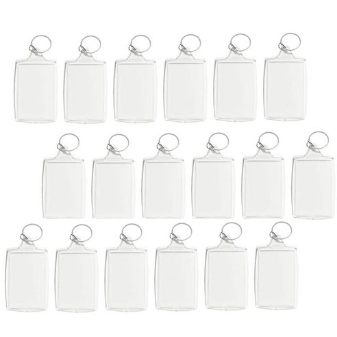 100pcs 사진 키 체인 사각형 투명한 빈 아크릴 삽입 사진 그림 프레임 열쇠 고리 키 홀더 DIY 분할 링, 하나, 보여진 바와 같이