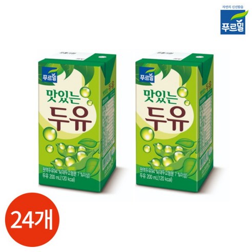 푸르밀 맛있는 두유 200ml x 24팩, 24개