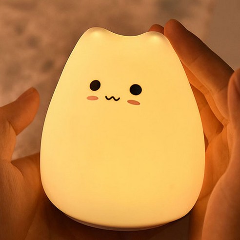 실리콘 LED 아기 고양이 무드등, 파파냥