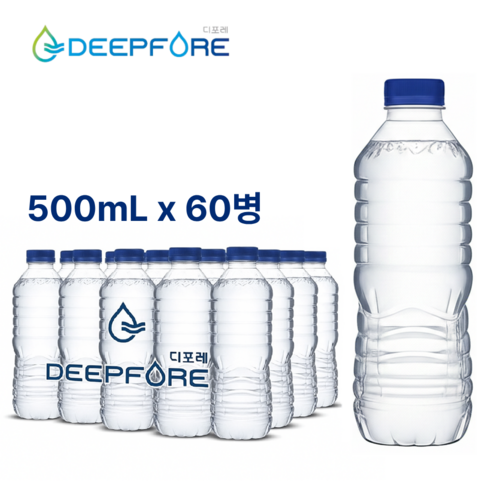 먹는샘물 디포레 무라벨 생수 500mL 60병, 60개, 500ml