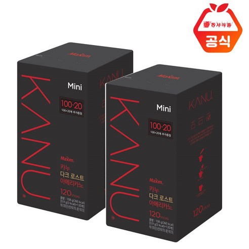 카누 다크 로스트 아메리카노 미니 원두커피믹스, 0.9g, 120개입, 2개