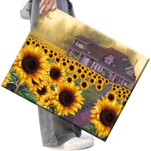FASEN 액자 보석십자수 캔버스형 DIY 키트 40 x 50 cm, 1세트, FAN93.집 앞 해바라기예요