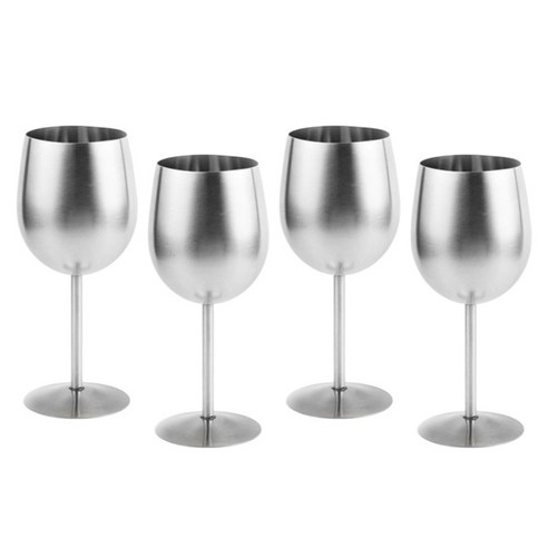 4Pcs 300ml 스테인레스 스틸 레드 와인 유리 샴페인 잔 컵 마시는 머그잔, 실버