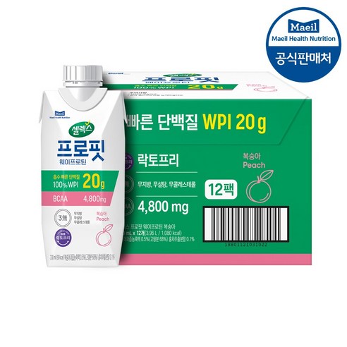 셀렉스 프로핏 드링크 복숭아, 330ml, 24개