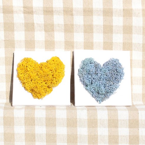 스칸디아모스 12X12cm 캔버스 액자 만들기 세트 (하트) /천연이끼, 분홍