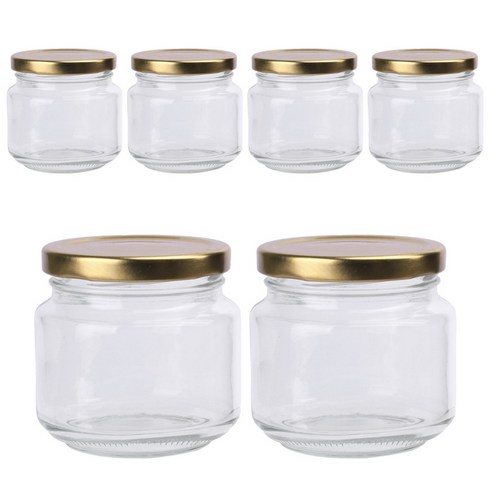 가인글로벌 원형젓갈250 유리병 러그캡 골드, 210ml, 6개