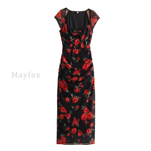 스트랩 원피스 자수 자라 컷워크 원피스 자라원피스 11 Mayfox 자라ZA여성 브이넥원피스 여름 얇은 모던한 프린트 민소매 A라인 롱스커트 보헤미안 바캉스룩 비치스커트