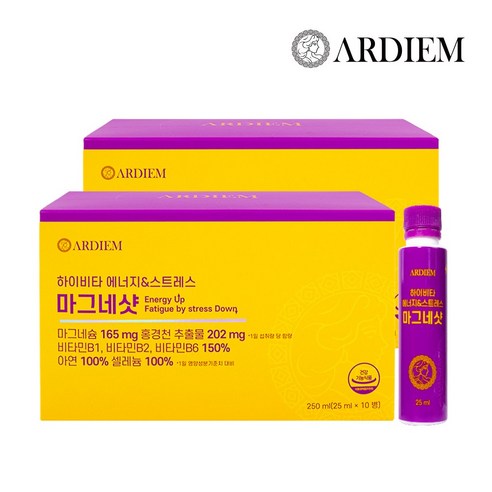 아르디엠 하이비타 에너지&스트레스 마그네샷 액상 글루콘산 마그네슘 10p, 2박스, 250ml