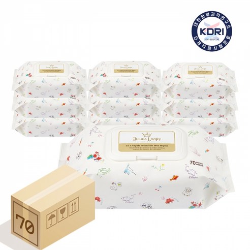 줄리아루피 르 레스쁘띠 프리미엄 유아물티슈 캡형, 10팩, 70매