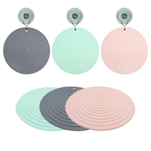 실리콘 냄비받침 인덕션 보호매트 커버 패드 대 24cm, 그레이+민트+연핑크, 3개
