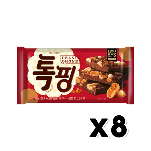 초콜릿 톡핑 피넛& 허니, 43g, 10개