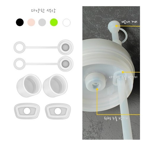 텀블러 빨대 캡 -실리콘 빨대커버 흘림 방지 스토퍼 세트, 6개, 투명