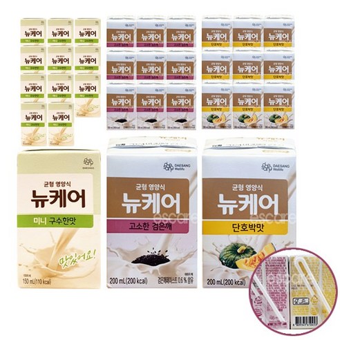 뉴케어 단호박 고소한 검은깨 미니 구수한맛 3가지맛 32팩 일반 환자 균형 영양식, 200ml, 200ml  Best 5