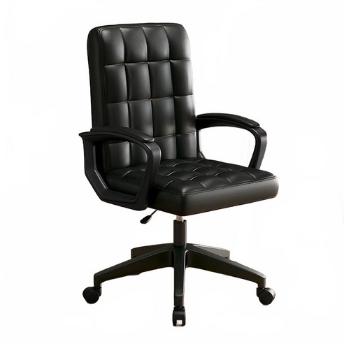 인조가죽 PU 학습 의자 사무용 의자, 블랙, 도르래 의자 다리