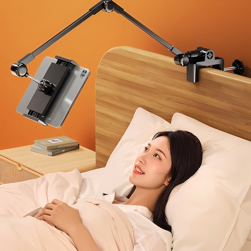 Sgirl 침대용 IPad 거치대 핸드폰 태블릿 PC 아이폰 삼성 적용 거치대, 블랙, 1개