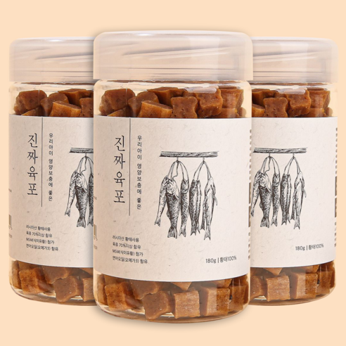 진짜육포 강아지 간식 져키 180g, 황태, 3개