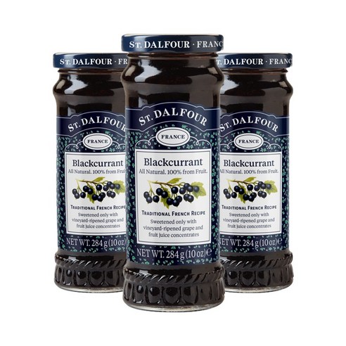 샹달프 디럭스 블랙커런트 스프레드 과일잼 284g 무지방, 블랙 커런트 (Black Currant), 3개