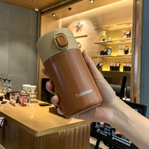 직급 보온컵 304 스테인리스강 커피잔 진공 사무컵 창의 야외 레저 적재 컵, 커피 색, 280ML