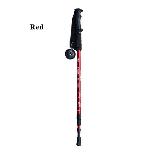 NUONEK 등산 스틱 자연 하이킹 장비 관광 트레킹 세 섹션 접는 워킹 스틱 지팡이 노인 CA17, {"크기":"하나"}, Red