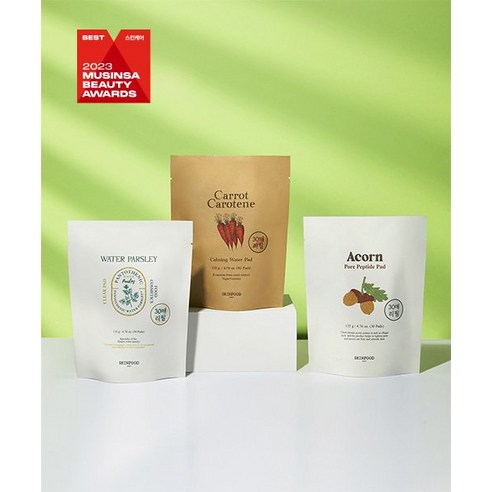 스킨푸드 SKINFOOD [2+1] 당근＆미나리＆도토리&감자 패드 30매 2pack (+1pack 추가 증정), 도토리_당근