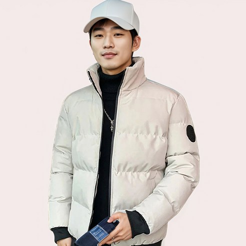 애띠앙 심플 패딩 점퍼 남성 경량 다운라이크 푸퍼