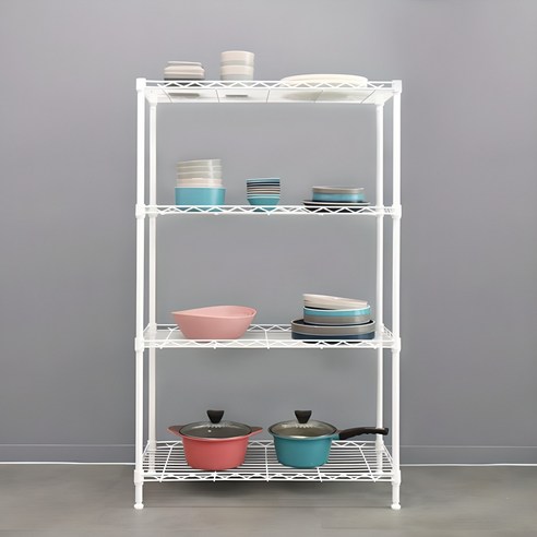 팬물산 멀티 메탈릭 선반, 화이트, 750 x 350 ..., 4단