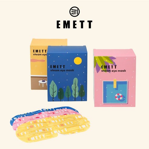 에밋 스팀 아이마스크, 3box, 3개, 핑크(라벤더향)+옐로우(무향)+블루(우디향)