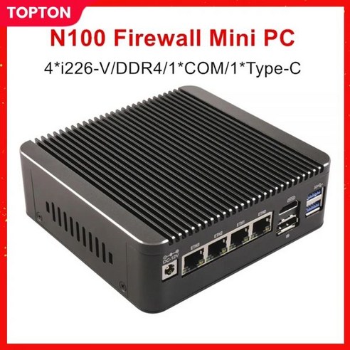 Topton 팬리스 미니 PC 방화벽 컴퓨터 12 세대 인텔 N100 25G 소프트 라우터, CHINA, 16GB DDR4 256GB NVMe