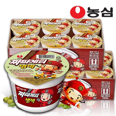 농심 짜파게티 범벅 미니 컵라면 70g, 12개