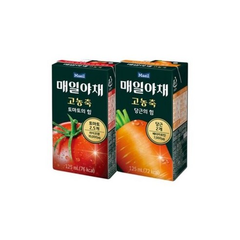 (매일야채 고농축 토마토의힘 125mlx24팩) 매일야채 농축 2종 (토마토의힘당근의힘) 125mlx24팩/음료/음료, 매일야채 농축 2종 (토마토의힘당근의힘) 125mlx2, 매일야채 고농축 토마토의힘 125mlx24팩, 125ml