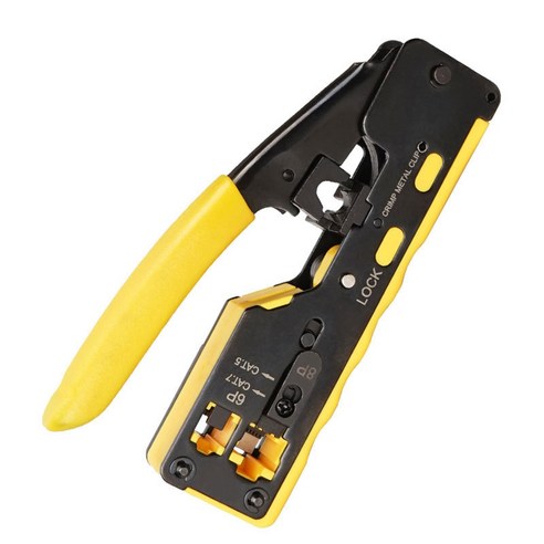 Retemporel EZ Cat7 RJ45 크림 퍼 네트워크 도구 펜치 RJ12 Cat5 Cat6 8P 케이블 클램프 집게 클립 용 다기능, 1개, 검정 노랑