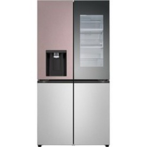 [색상선택형] LG전자 오브제 디오스 노크온 얼음 정수기 냉장고 방문설치, 오브제컬렉션 클레이핑크 + 실버, W824SKV472S