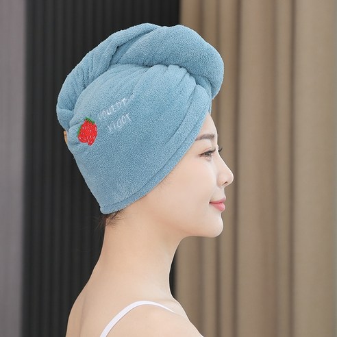 ZZJJC 드라이캡녀 강흡수속 드라이타월 워싱타월 워싱가방 더 두꺼운 코랄모자, 푸른 색, 25*65