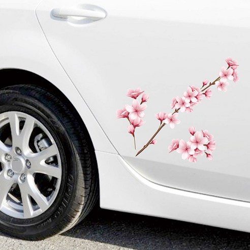 자동차 스티커, 복숭아 꽃/TY902T/투명 소재